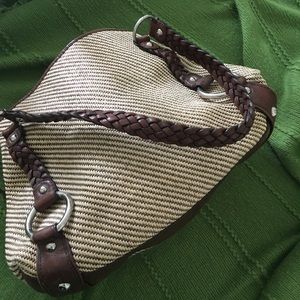 Banana republic rattan and brown leather purse